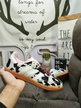 Adidas Multicolor Pink Cow-Print Upper Interior Lining Lifestyle Sneakers 5