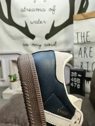 Adidas Navy Beige Low-Top Suede-Leather Mix Lifestyle Sneakers 23