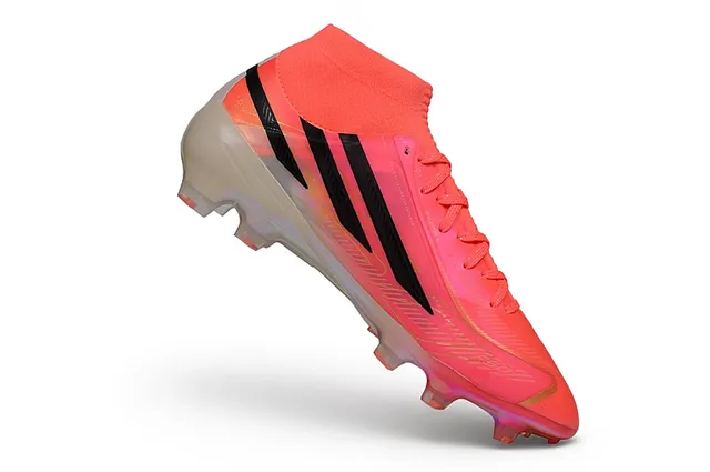 Adidas Orange Black High-Cut Sock-Fit Upper Translucent Iridescent Outsole Firm-Ground Soccer Shoes 2