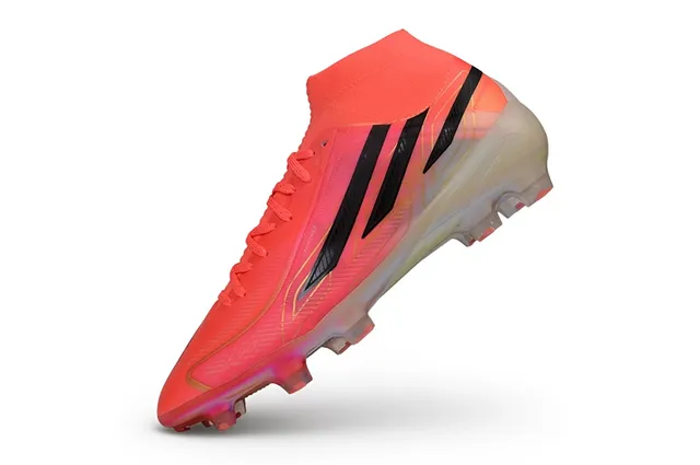 Adidas Orange Black High-Cut Sock-Fit Upper Translucent Iridescent Outsole Firm-Ground Soccer Shoes 3