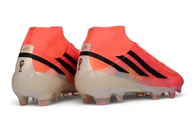 Adidas Orange Black High-Cut Sock-Fit Upper Translucent Iridescent Outsole Firm-Ground Soccer Shoes 5
