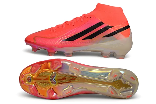 Adidas Orange Black High-Cut Sock-Fit Upper Translucent Iridescent Outsole Firm-Ground Soccer Shoes 6