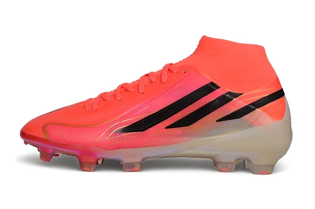 Adidas Orange Black High-Cut Sock-Fit Upper Translucent Iridescent Outsole Firm-Ground Soccer Shoes 7