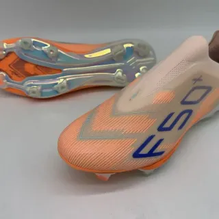 Adidas Orange Blue Sock-Fit Collar Iridescent TPU Cage Firm-Ground Soccer Shoes