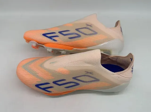 Adidas Orange Blue Sock-Fit Collar Iridescent TPU Cage Firm-Ground Soccer Shoes 2