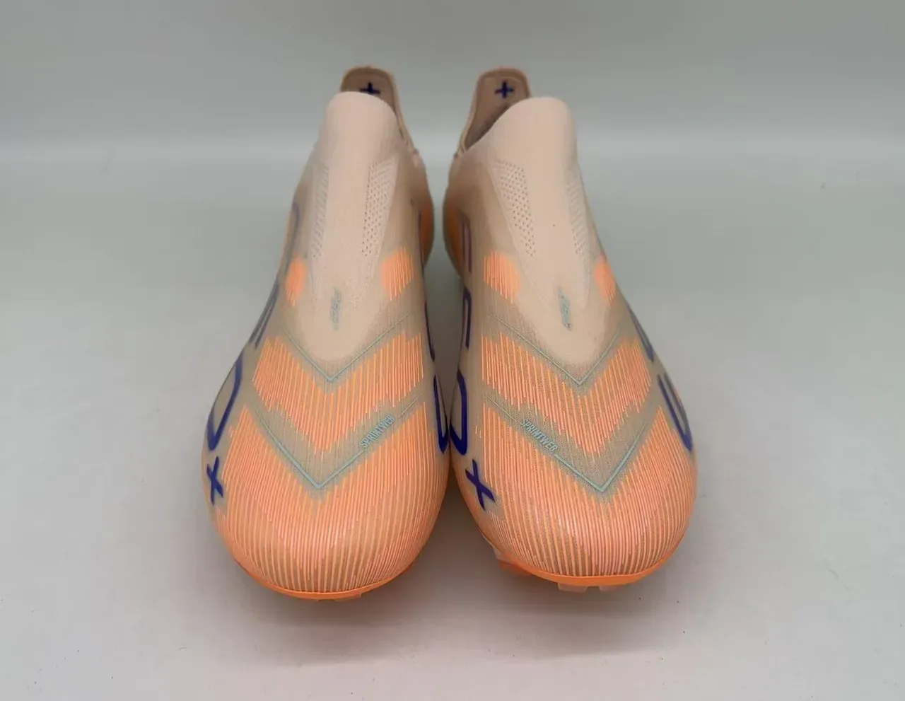 Adidas Orange Blue Sock-Fit Collar Iridescent TPU Cage Firm-Ground Soccer Shoes 3