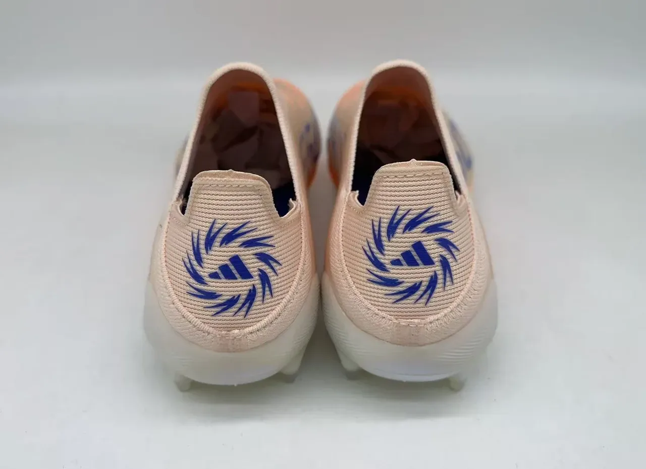 Adidas Orange Blue Sock-Fit Collar Iridescent TPU Cage Firm-Ground Soccer Shoes 4