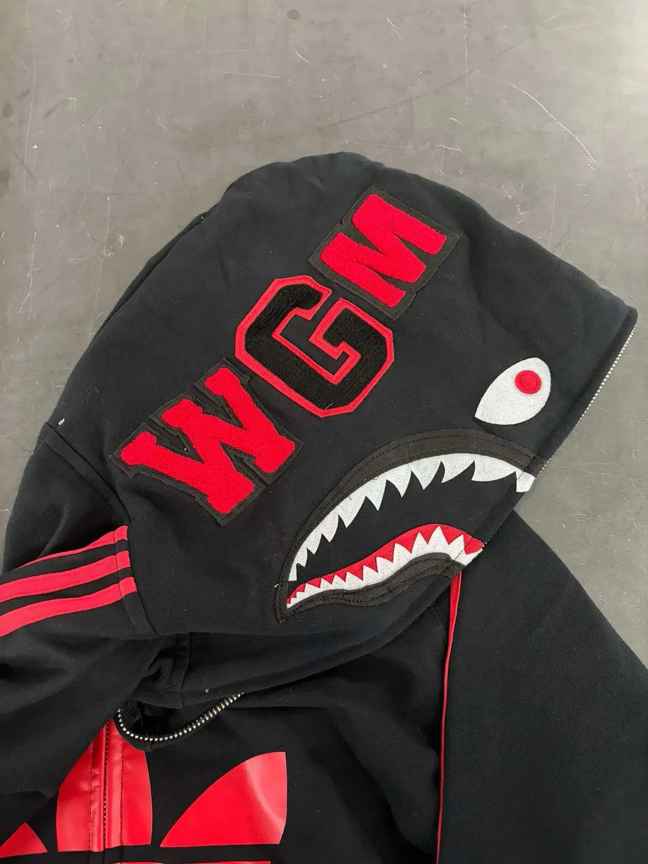 Adidas Originals Pixel Trefoil Black and Red Full-Zip Hoodie 6