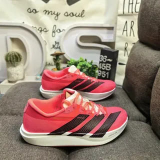 Adidas Zapatillas de correr rosa y negra con tres rayas
