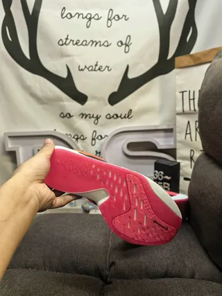 Adidas Pink and Black Three-Stripe Running Shoes 4