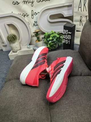 Adidas Pink and Black Three-Stripe Running Shoes 6