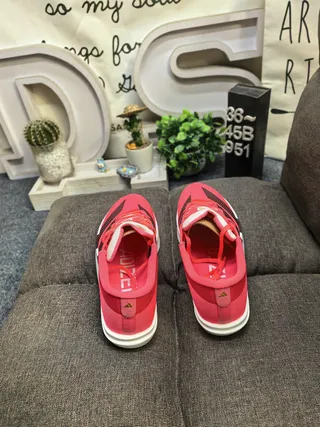 Adidas Pink and Black Three-Stripe Running Shoes 8