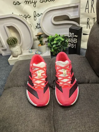 Adidas Pink and Black Three-Stripe Running Shoes 10