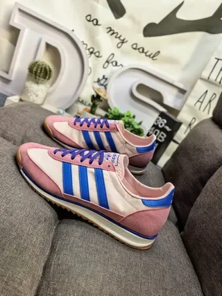 Adidas Pink Blue Retro Runner Suede-and-Textile Upper Lifestyle Sneakers 6