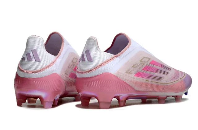 Adidas গোলাপি সাদা চকচকে নিট উপর সক ফিট কলার কঠিন মাটি ফুটবল জুতা 5