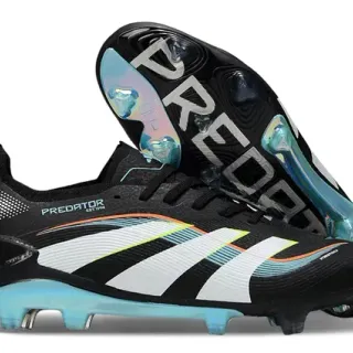 Adidas Predator Accuracy Black White Iridescent Blue Firm-Ground Soccer Shoes