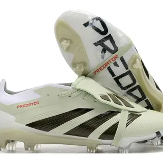 Adidas Predator Beige Black Laceless Strap Closure Transparent Heel Cage Firm-Ground Soccer Shoes