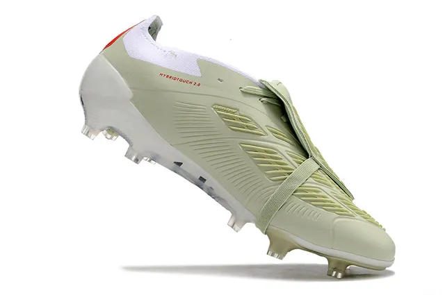 Adidas Predator Beige Black Laceless Strap Closure Transparent Heel Cage Firm-Ground Soccer Shoes 2