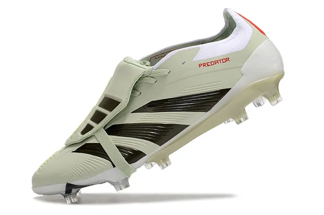 Adidas Predator Beige Black Laceless Strap Closure Transparent Heel Cage Firm-Ground Soccer Shoes 3