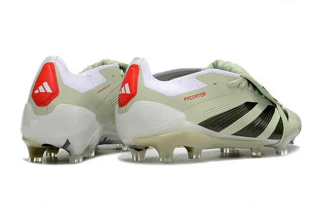 Adidas Predator Beige Black Laceless Strap Closure Transparent Heel Cage Firm-Ground Soccer Shoes 5
