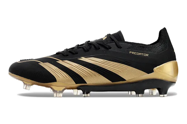 Adidas Predator Black and Gold Firm-Ground Soccer Shoes 7