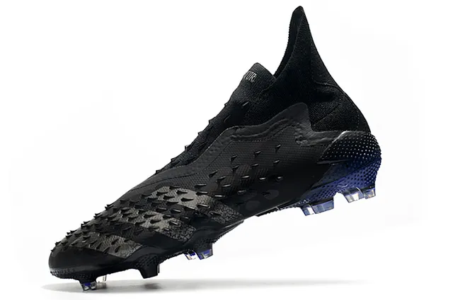 Adidas Predator Tênis de Futebol Preto Azul Texturizado Cage na ponta do pé Colar de Meia Campo Firme 4
