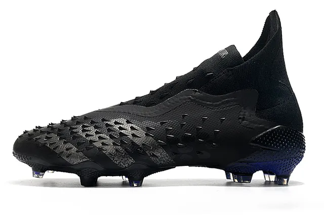 Adidas Predator Tênis de Futebol Preto Azul Texturizado Cage na ponta do pé Colar de Meia Campo Firme 5