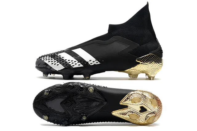 Adidas Predator أحذية كرة قدم أسود ذهبي عالي القطع أعلى جوارب مناسب كاونتر كعب معدني أرض صلبة 2