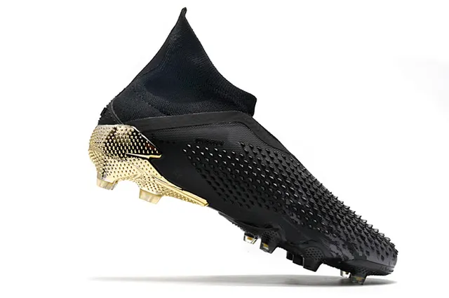Adidas Predator أحذية كرة قدم أسود ذهبي عالي القطع أعلى جوارب مناسب كاونتر كعب معدني أرض صلبة 3