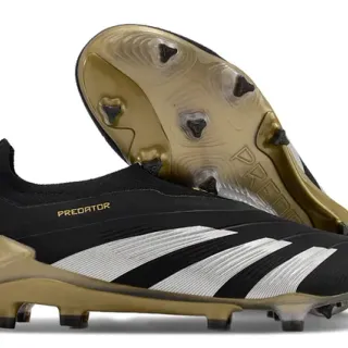 Adidas Predator Black Gold Low-Cut Sock-Fit Upper Firm-Ground Soccer Shoes
