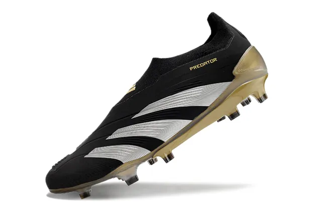 Adidas Predator Black Gold Low-Cut Sock-Fit Upper Firm-Ground Soccer Shoes 3