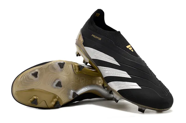 Adidas Predator Black Gold Low-Cut Sock-Fit Upper Firm-Ground Soccer Shoes 4