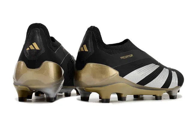 Adidas Predator Black Gold Low-Cut Sock-Fit Upper Firm-Ground Soccer Shoes 5