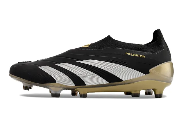 Adidas Predator Black Gold Low-Cut Sock-Fit Upper Firm-Ground Soccer Shoes 7