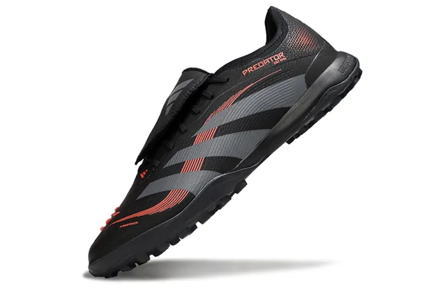 Adidas Predator Noir Gris Bas Haut Synthétique Superposition Graphique de Trois Rayures Chaussures de Football pour Herbe 6