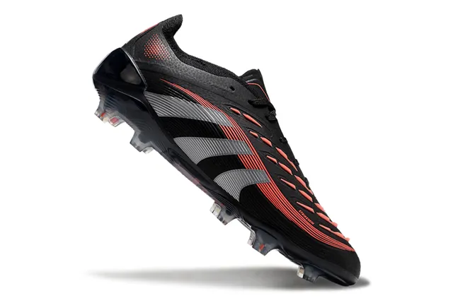 Adidas Predator Black Silver Red Firm-Ground Soccer Shoes 2