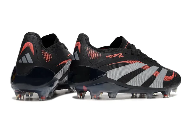 Adidas Predator Black Silver Red Firm-Ground Soccer Shoes 5