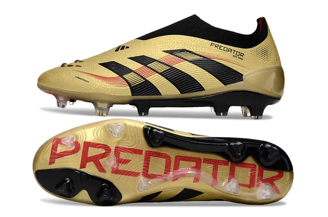 Adidas Predator Gold Black Red Firm-Ground Soccer Shoes 6