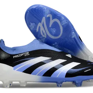 Adidas Predator HybridTouch काला हल्का नीला फर्म ग्राउंड फुटबॉल जूते