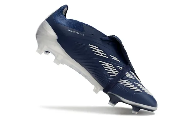 Adidas Predator Chaussures de football Navy White sans lacets fermeture sangle trois rayures upper synthétique terrain ferme 2