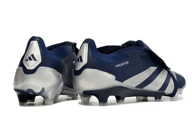 Adidas Predator Chaussures de football Navy White sans lacets fermeture sangle trois rayures upper synthétique terrain ferme 5