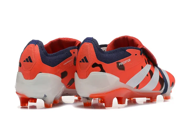 Adidas Predator Orange Black Laceless Strap Closure Animal-Print Overlay Firm-Ground Soccer Shoes 2