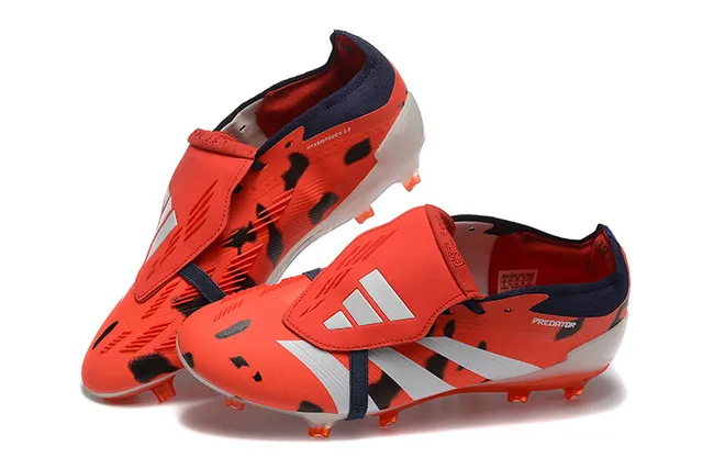 Adidas Predator Orange Black Laceless Strap Closure Animal-Print Overlay Firm-Ground Soccer Shoes 3