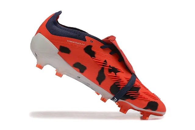 Adidas Predator Orange Black Laceless Strap Closure Animal-Print Overlay Firm-Ground Soccer Shoes 4