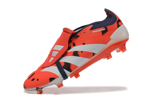 Adidas Predator Orange Black Laceless Strap Closure Animal-Print Overlay Firm-Ground Soccer Shoes 5