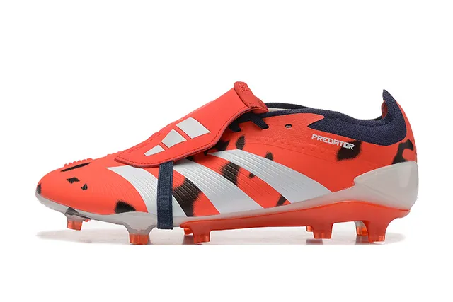 Adidas Predator Orange Black Laceless Strap Closure Animal-Print Overlay Firm-Ground Soccer Shoes 10