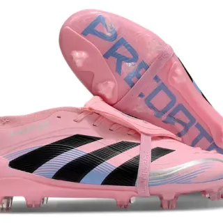 Adidas Predator Pink Black Low-Cut Lace-Lock Boot Textured Forefoot Overlay Firm-Ground Soccer Shoes