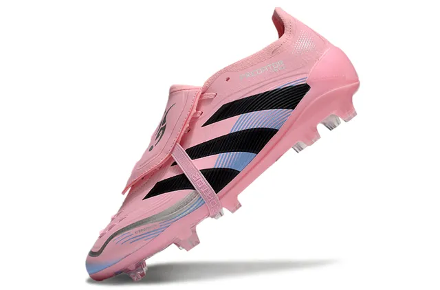 Adidas Predator Pink Black Low-Cut Lace-Lock Boot Textured Forefoot Overlay Firm-Ground Soccer Shoes 3