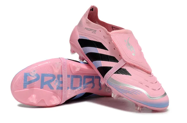 Adidas Predator Pink Black Low-Cut Lace-Lock Boot Textured Forefoot Overlay Firm-Ground Soccer Shoes 4