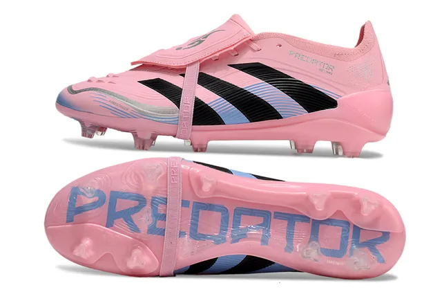Adidas Predator Pink Black Low-Cut Lace-Lock Boot Textured Forefoot Overlay Firm-Ground Soccer Shoes 6